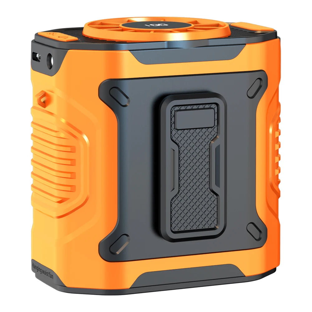 Portable Waist Fan 4000mAh Rechargeable Hanging Neck Fan Personal Wearable Belt Clip Fan with LED Flashlight for Outdoor Camping