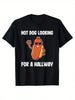 Men's Cotton T-Shirt With Hot Dog Printed, Casual Short Sleeve Round Neck Tee, Soft Comfortable Top