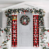 Christmas Decorations Outdoor Yard Front Porch Sign Set Red Black Buffalo Plaid Door Banner Hanging Merry Christmas Decorations