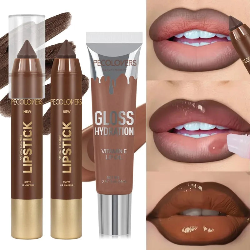 Lipstick Suit, Lip Liner with Lip Gloss, Depicts The Outline of The Lips, Naturally Moisturizes The Lips, and Lip Cosmetics