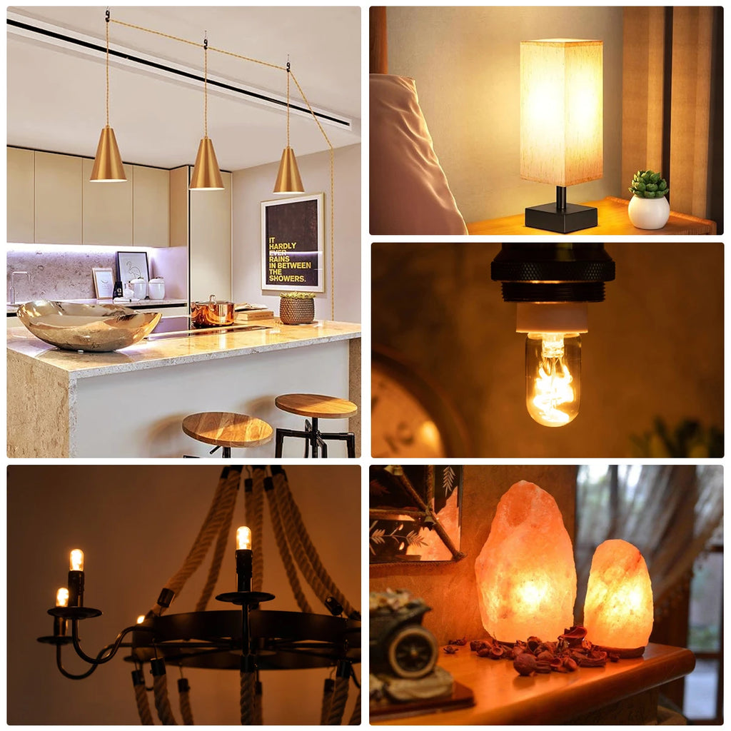 Dimmable T22 E14 Led Bulb 220V 1.5W Edison Spiral Filament Lamp Warm White Salt Lamps Retro Night Lights Mini Tube Light Decor