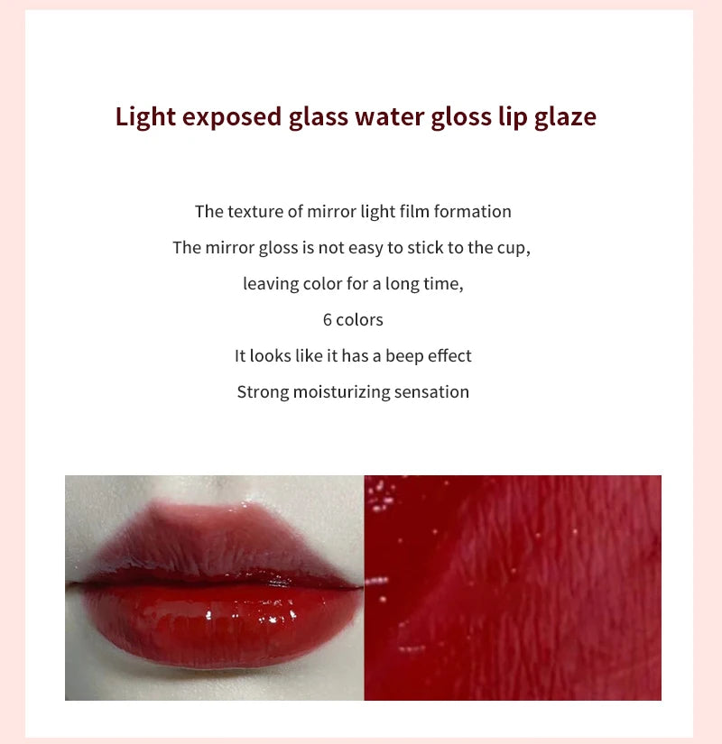 HERORANGE Light Glass-Like Lip Lacquer - Mirror Shine, Hydrating Formula; Smudge-Proof, Long-Wear, and Skin-Brightening