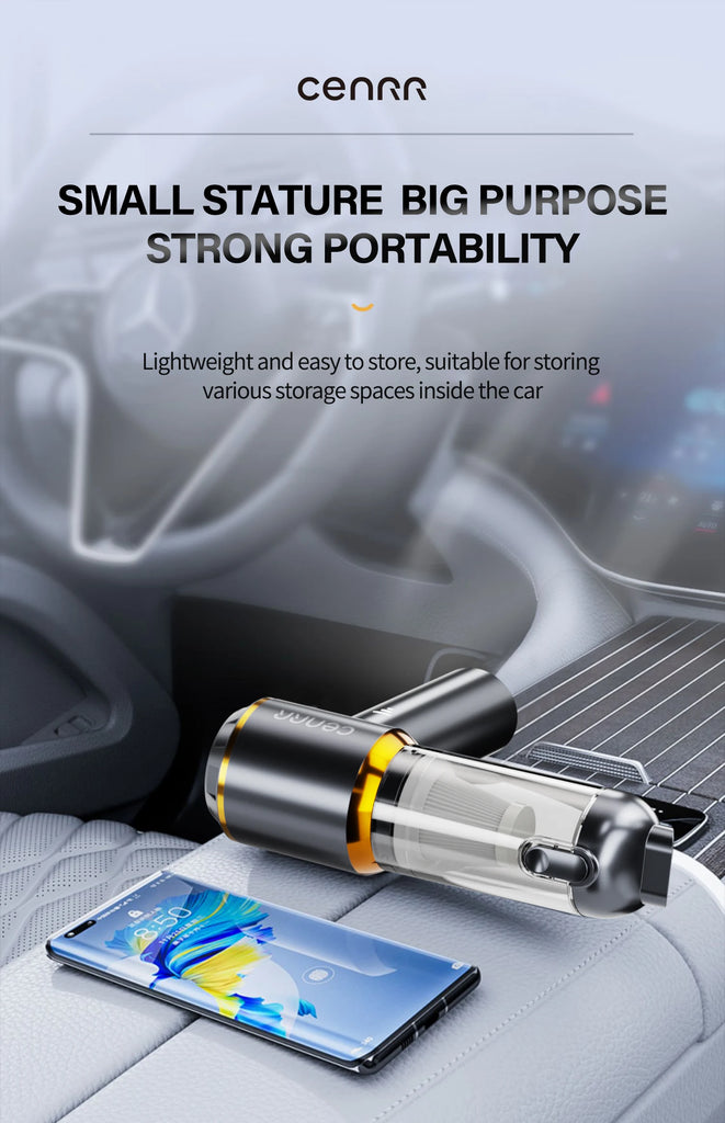 CENRR 998000PA Mini Car Vacuum Cleaner Cordless Powerful Wireless Car Cleaner HandHeld Portable Vacuum Cleaner Cleaning Machine