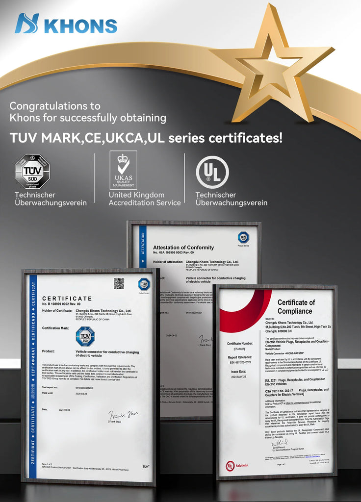 Khons 7KW EV Cable Type2 To Type2 Ev Charging 32A EV Cable Type2 Female To Male Plug EVES Charging Stations 5M Cable TPU IP65