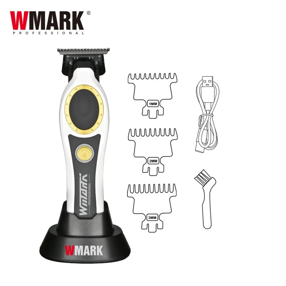 WMARK NG-7230 Professional Hair Clipper Ceramic Titanium Plated Blade 7500RPM Men's Trimmer Engraving Push with Charging Base