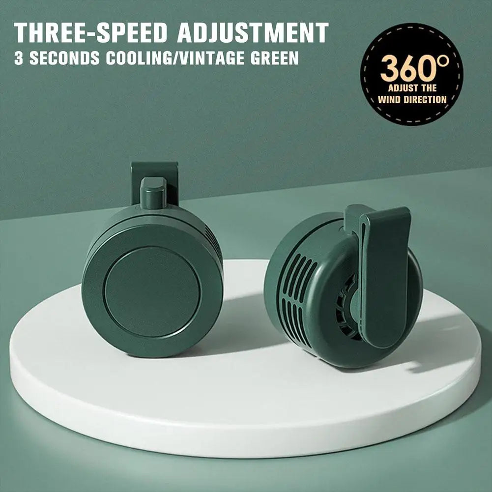 Portable Fan Clip-on Wearable Neck Fan 3-speed Belt Fan Powered By Rechargeable Battery USB Rechargeable Pocket Fan 360 Degree
