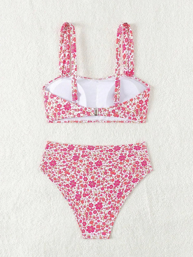 Sexy Floral Print Female Swimsuits Women Bikini 2025 Swimwear High Waisted Bikinis Sets Two Pieces Bandeau Bathing Suit Beahwear