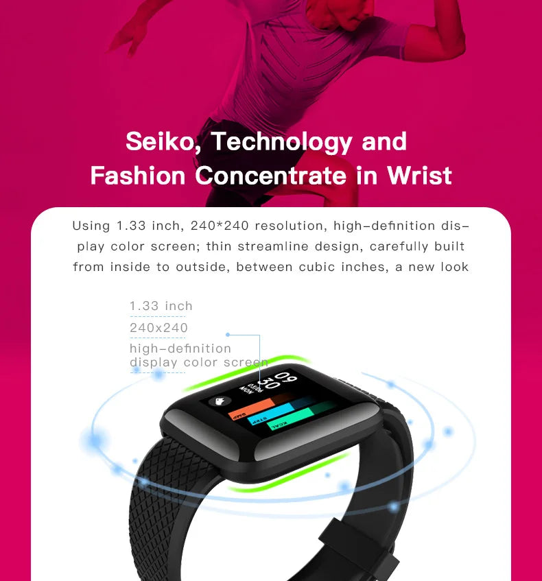 PHONEPACE Smart Fitness Tracker Bracelet with Color Screen Health Reminders Exercise Step Counting Information Notifications