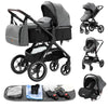 Luxurious 3 in 1 Baby Stroller Portable Travel Baby Carriage Folding Prams Aluminum Frame High Landscape Car for Newborn Baby BLACK