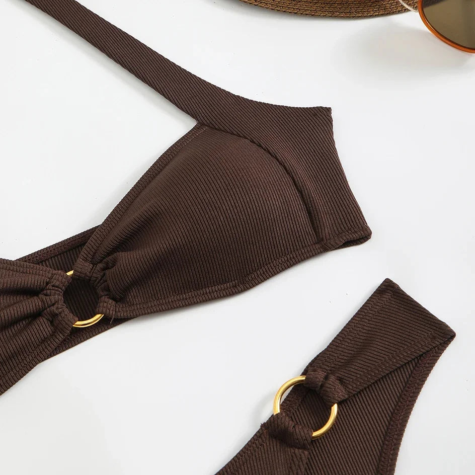 Sexy Women's Swimsuit 2025 Summer Bikini Two-piece Swimwear for Woman Beachwear Halter Bikinis Sets Swimming Beach Bathing Suits