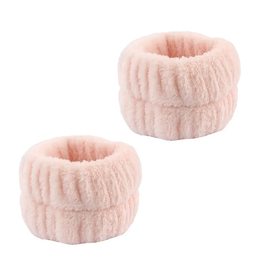 Cute Plush Wristband Hair Tie Makeup Mask Moisture Proof Sleeve Cover Hair Ring Headphone Women