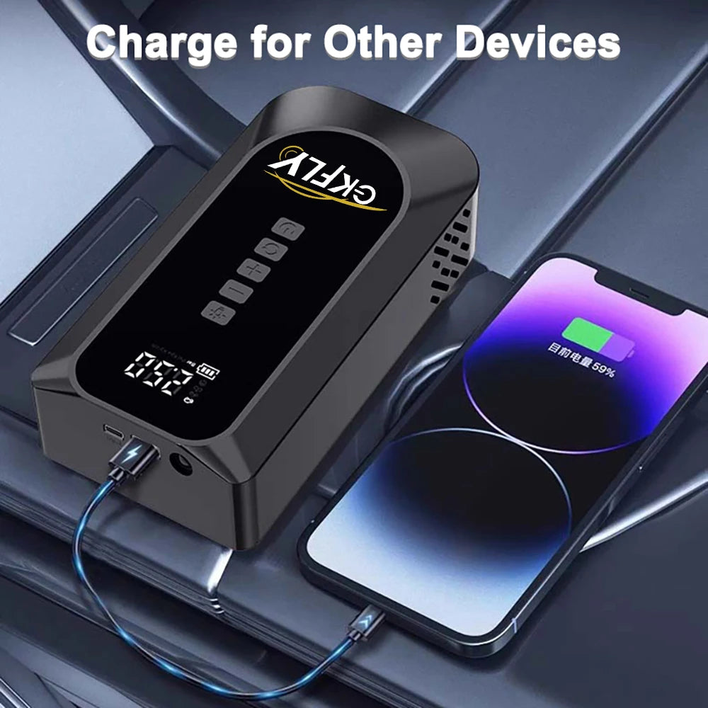 2000A Car Jump Starter Air Pump Multi-Function 4 In 1 Air Compressor Power Bank Car Battery Starter Starting Auto Tyre Inflator