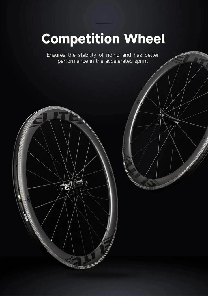 ELITEWHEELS 700c Road Carbon Wheels UD Finish UCI Quality Carbon Rim Tubeless Ready Pillar Nipple 1423 Spokes Racing Wheelset