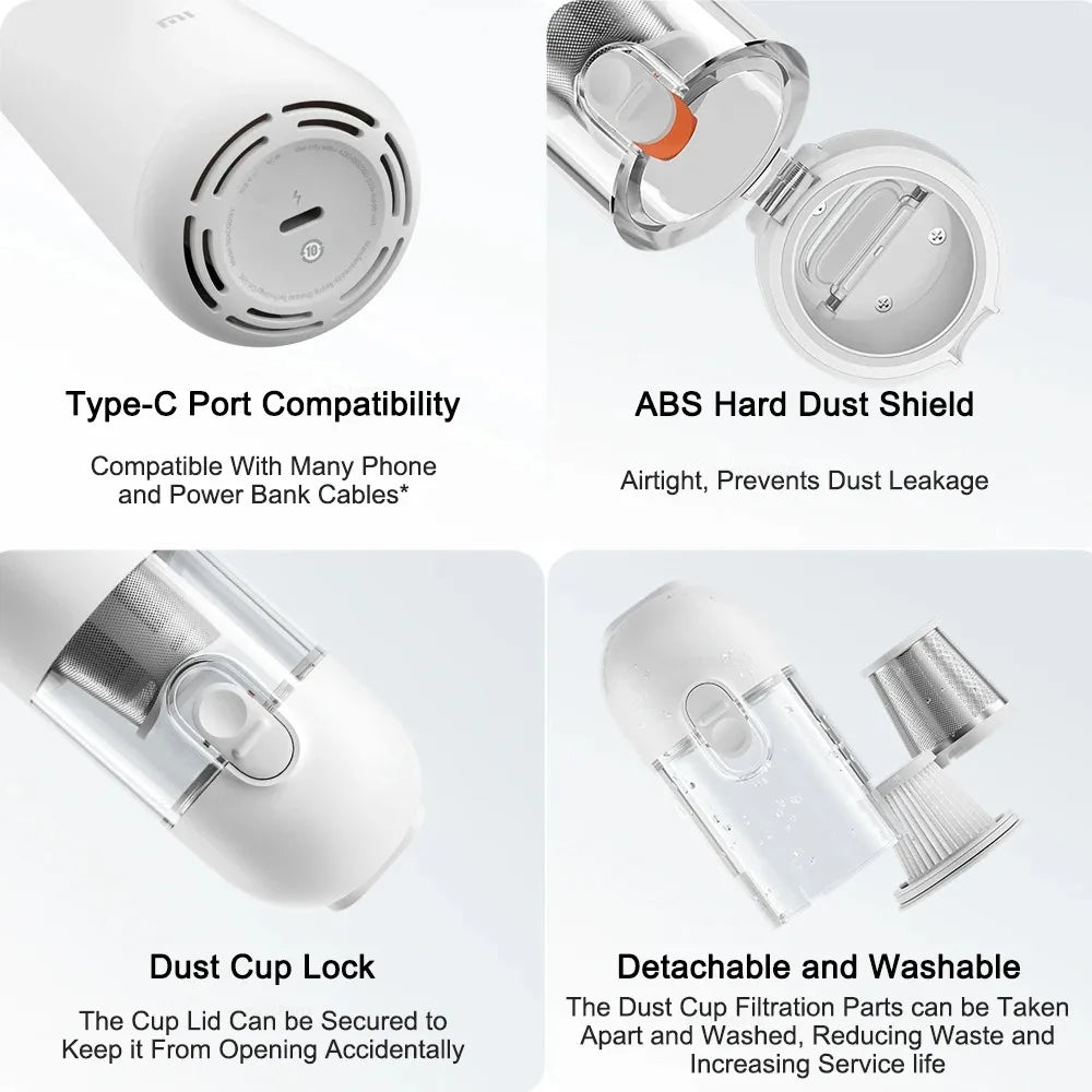 2025 NEW XIAOMI MIJIA Portable Handheld Vacuum Cleaner For Home Car Mini Wireless Dust Catcher Collector 13000PA Cyclone Suction