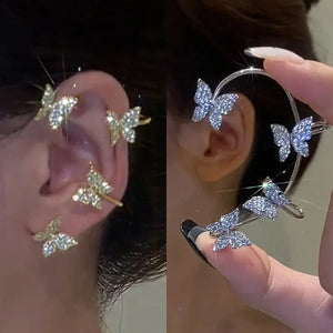 Korean Style Butterfly Ear Clips Without Piercing For Women Sparkling  Ear Cuff Clip Earrings Wedding Party Jewelry Gifts
