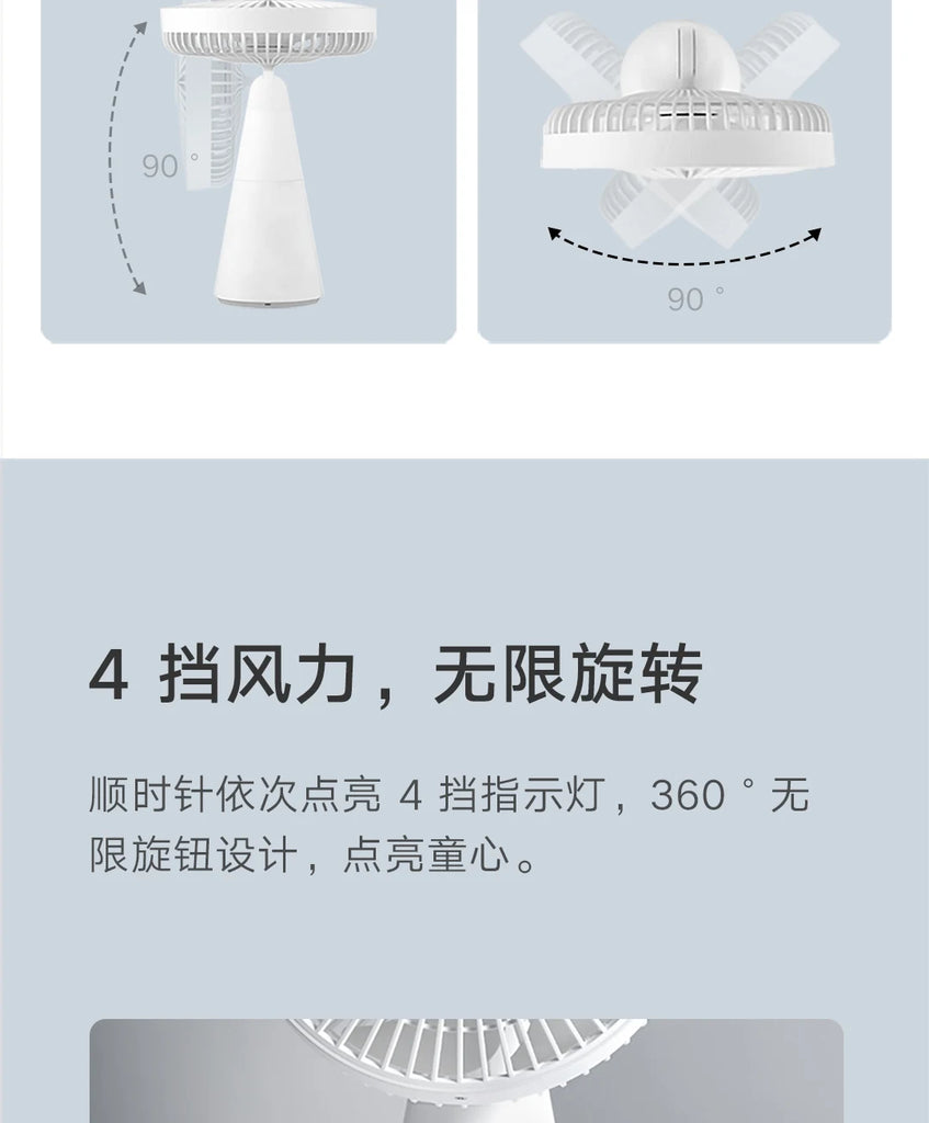 2022 New Xiaomi Mijia Desktop Mobile Fan Desktop / Handheld Dual-use, Soft Air For Office School Usb Charging 4000mAh