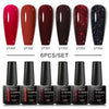 MEET ACROSS 6PCS/SET Macaron Series Gel Nail Polish Set Glitter Semi Permanent UV Nail Kit Base Matte Top Coat Nail Art Manicure
