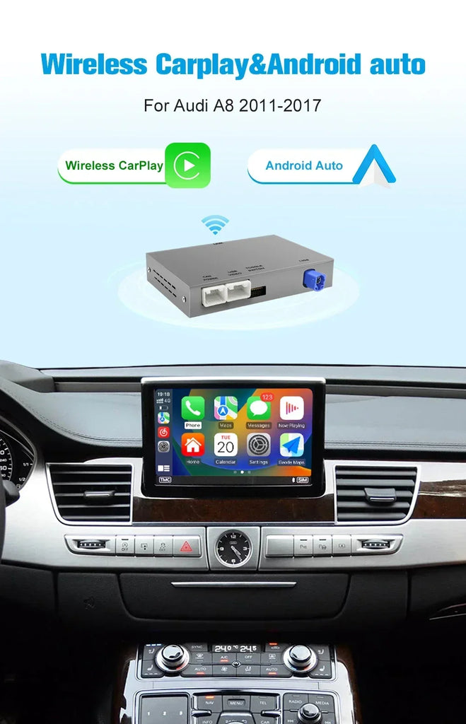 2025 New AUTOABC  Wireless Android Auto for Audi Car A8 2011-2017 Carplay Interface Mirror Link Air Play