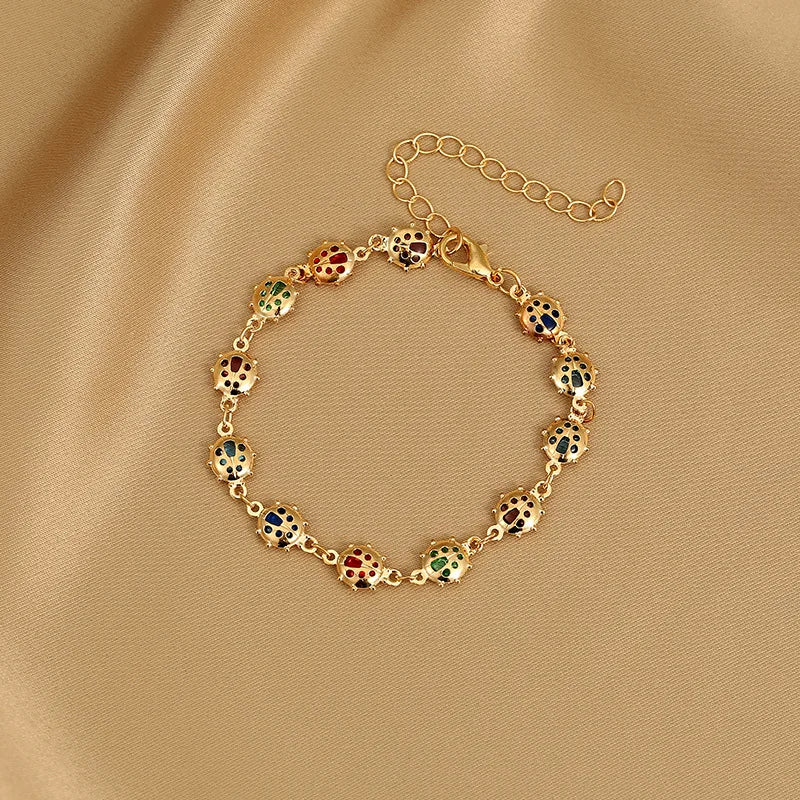 Korean Colorful Heart Bracelet For Women Exquisite Crystal Zircon Metal Chain Bracelets Bangles Girl Party Wedding Jewelry Gifts