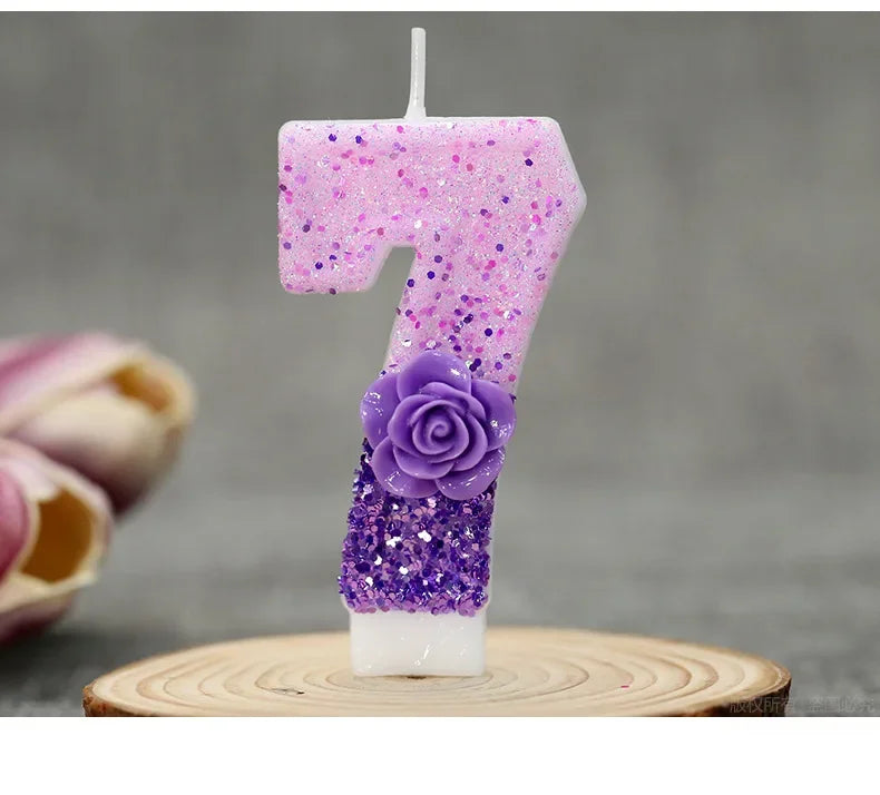 0 1 2 3 4 5 6 7 8 9 Birthday Candle 1 Years Purple Flower Birthday Candles for Cake Purple Children's Birthday Candle Decoration
