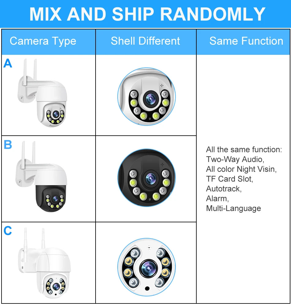 Smar 1080P Cloud Storage Wireless PTZ IP Camera Speed Dome CCTV Security Cameras Outdoor ONVIF Two Way Audio P2P Camera WIFI