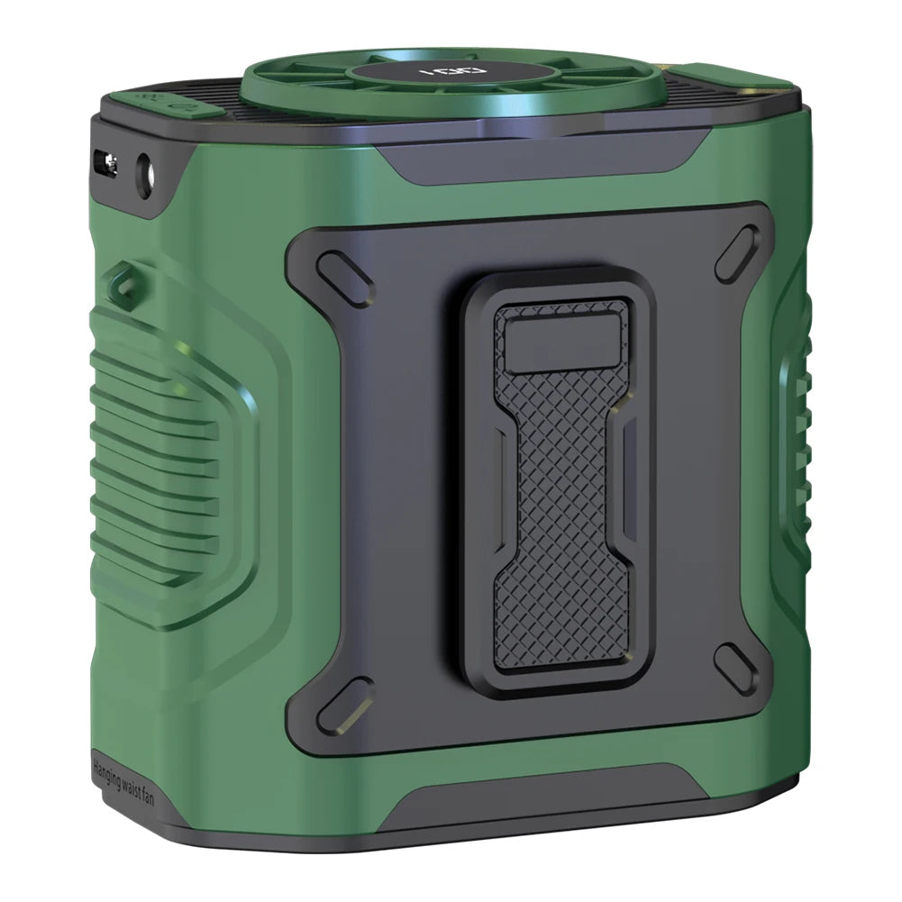 Portable Waist Fan 4000mAh Rechargeable Hanging Neck Fan Personal Wearable Belt Clip Fan with LED Flashlight for Outdoor Camping