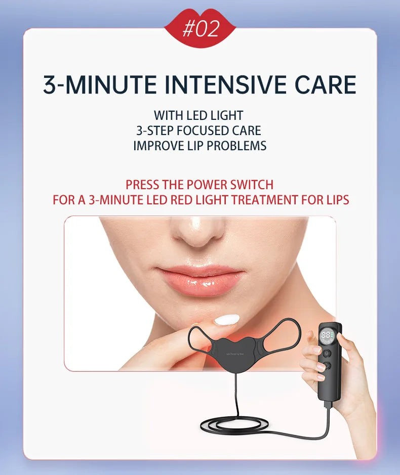 LED Lip Therapy Device Plumper 4 Light Modes Light Therapy Fuller Softer Lips Home Care Treatment Anti Wrinkle Moisturizing