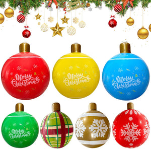24 Inch PVC Inflatable Christmas Ball Outdoor Christmas Decorations Christmas Decorations Ball Holiday Yard Lawn Porch Decor