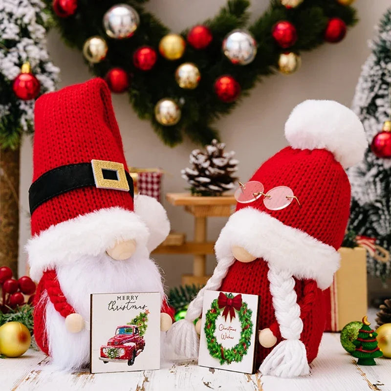 Knitted Christmas Gnome Plush Faceless Doll Forest Old Man Gnome Natal Ornament Christmas Decorations Home Navidad New Year Gift