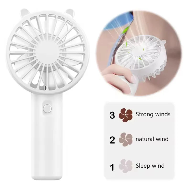 Mini Handheld Fan Portable USB Rechargeable Fans Desk with Base Small Makeup Eyelash Cooler Women Girls Outdoor Office White