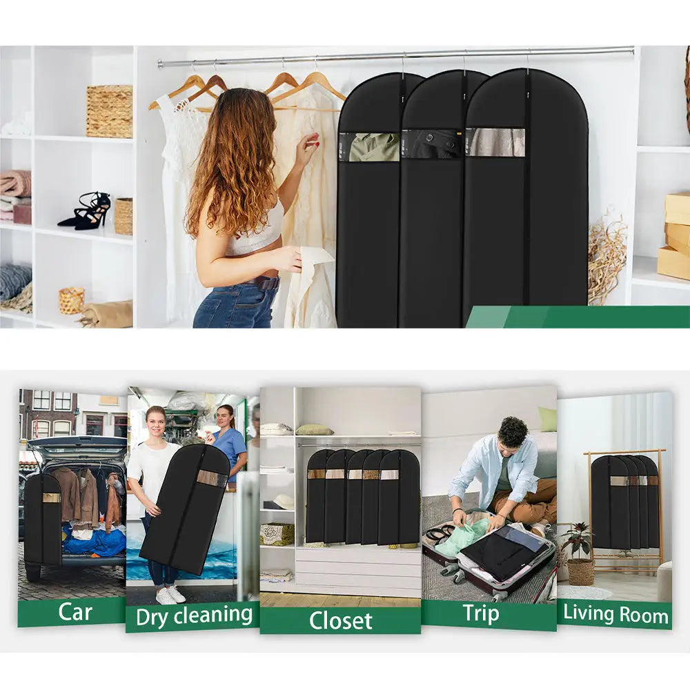 Thick Garment Suit Hanger Cover Bag with Zipper, Closet Storage Dust Coat Cover for Hanging Clothes, Breathable Dress Gown Bag