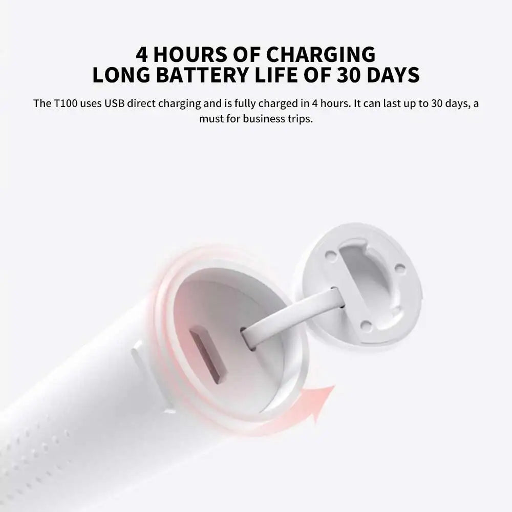 XIAOMI Mijia T100 Sonic Electric Toothbrush Mi Smart Waterproof Tooth Head Brush IPX7 Rechargeable USB for Teeth Brush Whitening