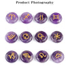 12pcs 18mm Round Zodiac Ornament Natural Stone Crystal Agate 12 Zodiac Sign Rune Reiki Stone Jewelry Accessories Christmas Gift