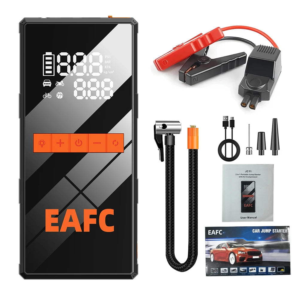 2 in 1 Car Jump Starter with Air Compressor Car Battery Emergency Boosters 1200A 12V Power Bank Portable Starting Device