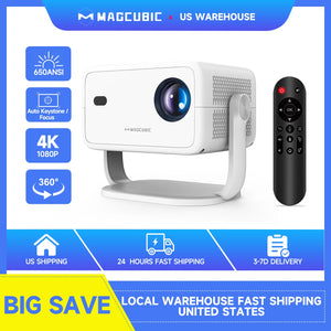 Magcubic Native 1080P 650ANSI 4K Android 11 L018 360° Projector With Auto Keystone Focus Air Mouse Wifi6 BT5.2 Portable Outdoor