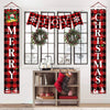Christmas Decorations Outdoor Yard Front Porch Sign Set Red Black Buffalo Plaid Door Banner Hanging Merry Christmas Decorations