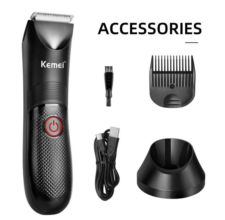 Kemei Groin Area Hair Trimmer Body Hair Hygiene Razor Ceramic Blade Waterproof Wet Dry Clippers Electric Shaving Machine KM-1838
