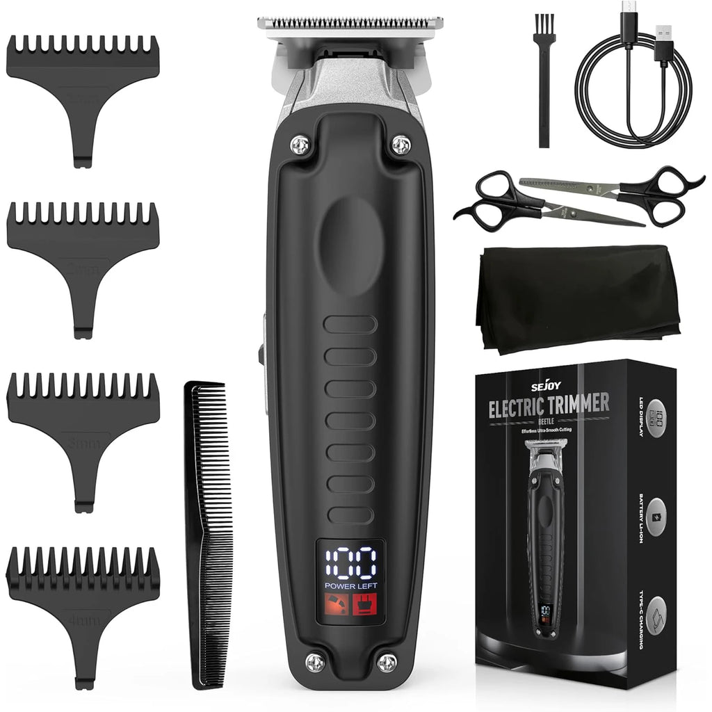 Sejoy Cordless Hair Clippers for Men Trimmers Set for Barber with LED Display Professional Slick Hair Cut Self-Sharpening Blades
