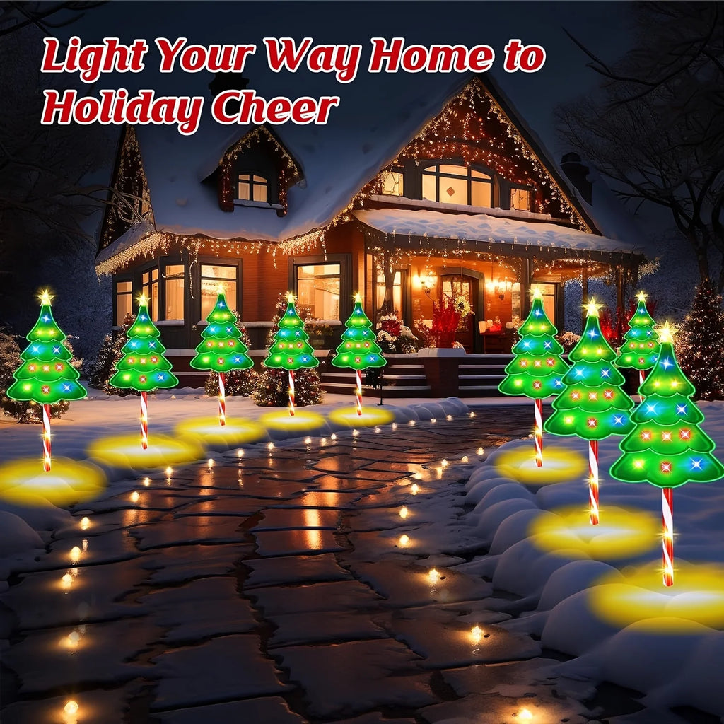 6/12 Pack Christmas Decorations Outside, Solar Christmas Pathway Lights Outdoor Candy Lights For Pathway Yard Garden Outside