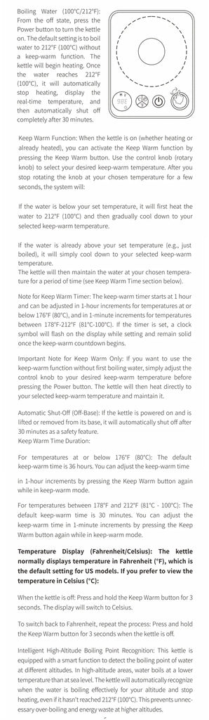 1000ML Smart Temperature Control Electric Kettle - Auto Shut-Off & Boil-Dry Protection - Stainless Steel Pour-Over Coffee &