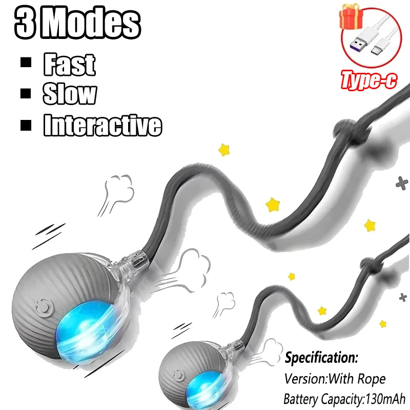 Interactive Cat Toys Automatic Rolling Ball Fake Tail Rechargeable Electric Pet Interactive Toy Dog Training Imitate Mouse Tail