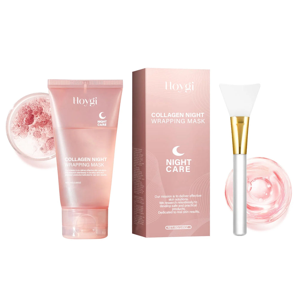 Collagen Peel-off Mask Deep Hydrating Fade Fine Lines Firming Shrink Pores Brightening Overnight Wrapping Mask Face Skin Care