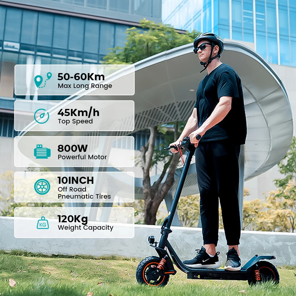 iscooter i10pro Electric Scooter 10 Inch Tire 800W 48V 15Ah Foldable eScooter Max speed 45km/h Range 60KM Kick Scooter With App