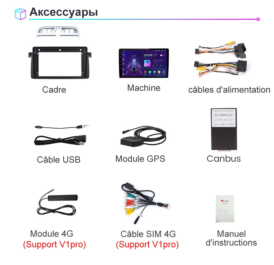Junsun Wireless CarPlay for Apple Android Auto Car Radio for BMW E46 M3 X5 1998-2006 GPS RDS Touch Screen