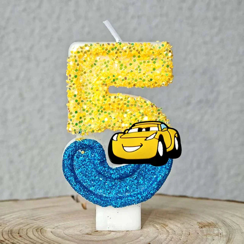 Mcqueen Candles Anime Cake Decor Theme 0-9 Number Candles Birthday Party Cake Topper Kids  Baby Shower  Gift Supplie