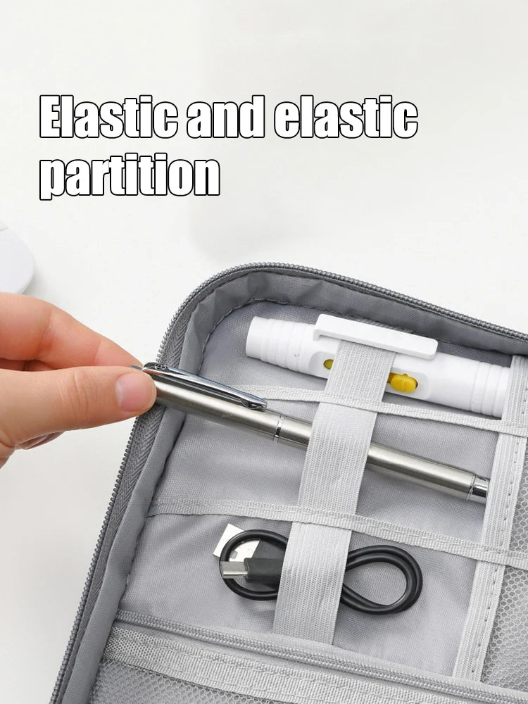 Black Oxford Cloth Electronic Accessory Storage Bag, Cube Travel Bag, Portable Data Cable Headphone Organizer Bag Office suppli