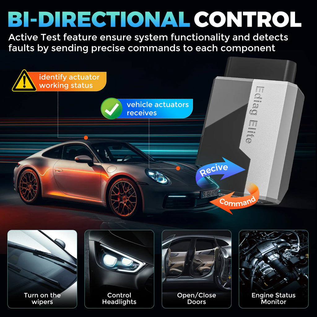 2025 New KINGBOLEN Ediag Elite Lifetime free Car Diagnostic Tools All system 15 Resets Bi-directional Test  Auto Scanner OBD2