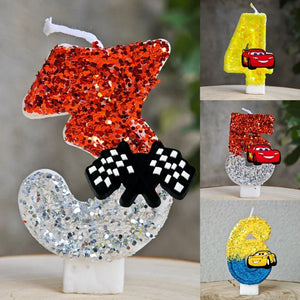 Mcqueen Candles Anime Cake Decor Theme 0-9 Number Candles Birthday Party Cake Topper Kids  Baby Shower  Gift Supplie