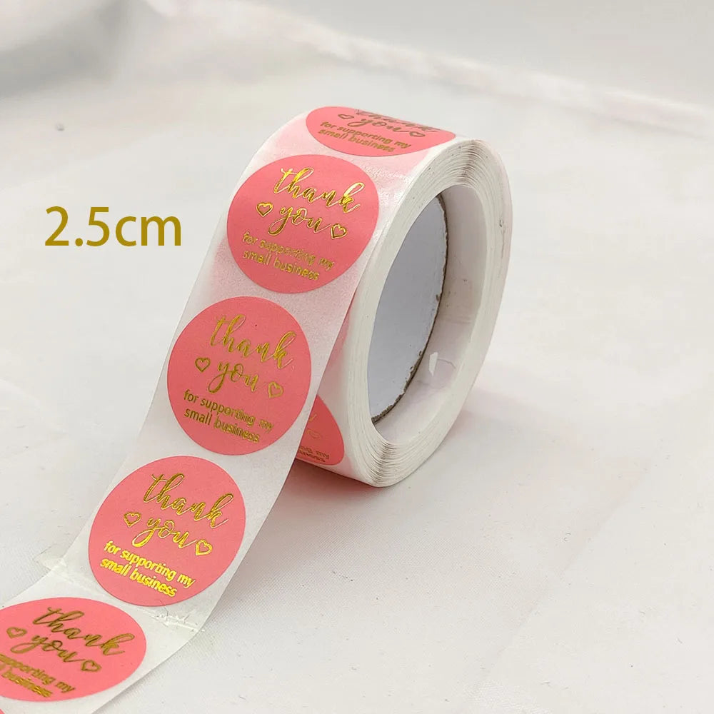 2.5cm 50/500pcs Thank You Round Sticker Scrapbook Letter Handmade Stickers Seal Labels Stickers Wedding Gift Flower Decoration