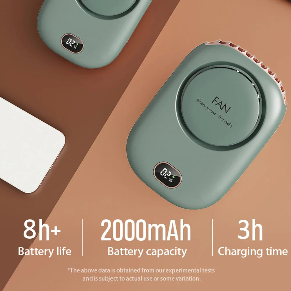 Hanging Neck Fan Portable Mini Fans with Adjustable Lanyard Bladeless USB Rechargeable Sports Cooling Fan for Kids Travel